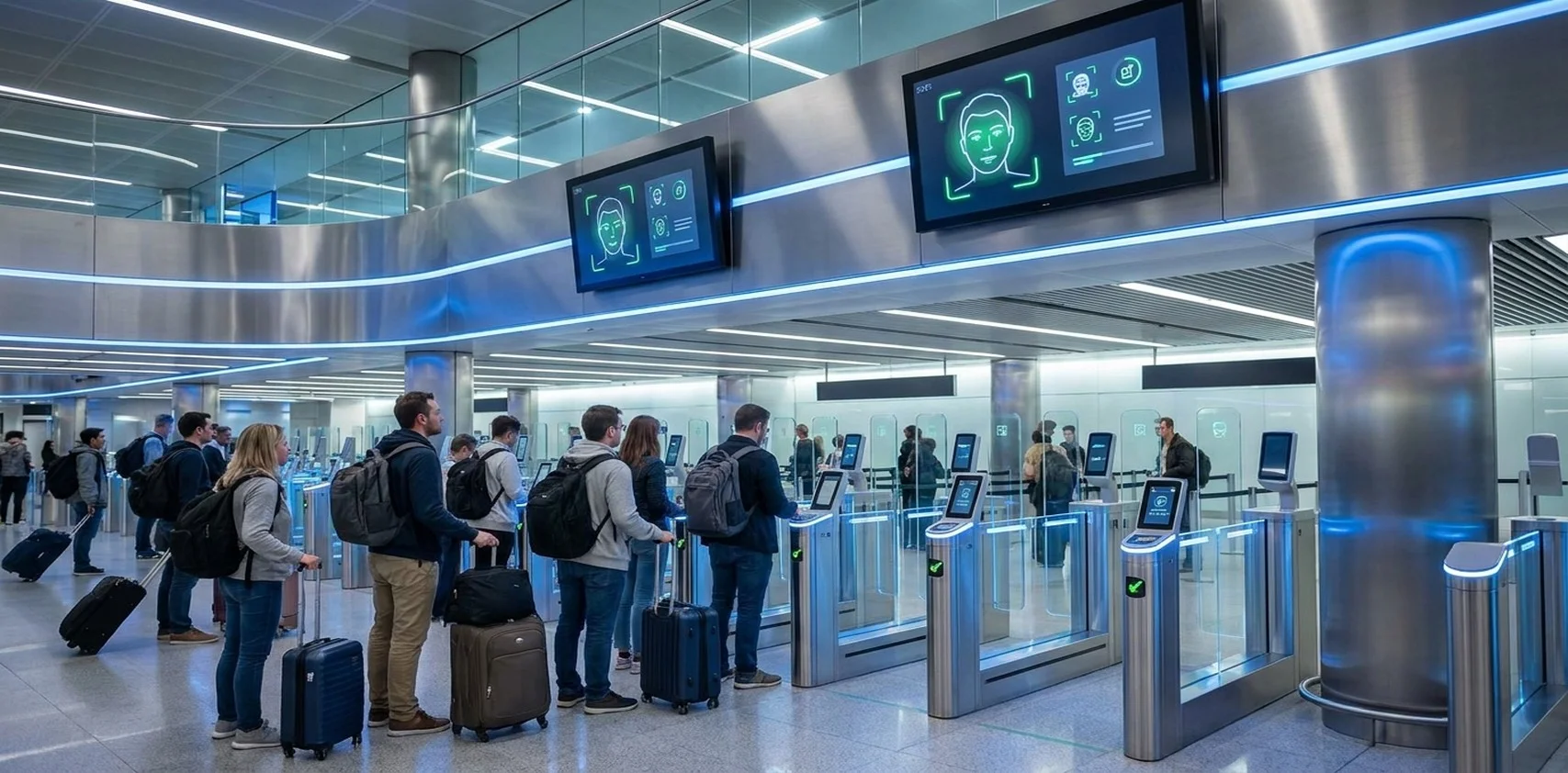 歐盟 EES 出入境系統機場生物辨識掃描閘口