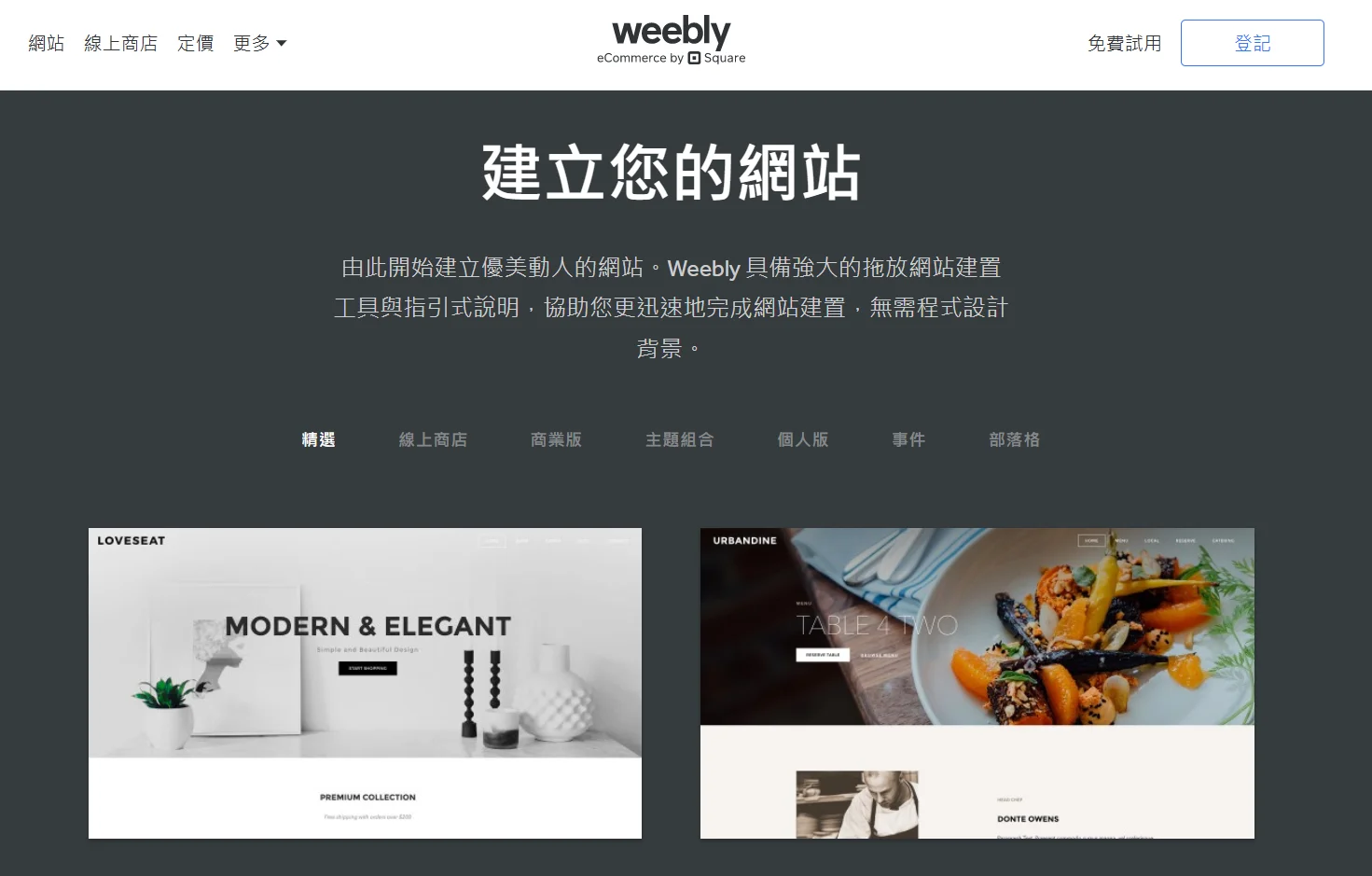 Weebly：最简单的架站平台，上手速度超级快